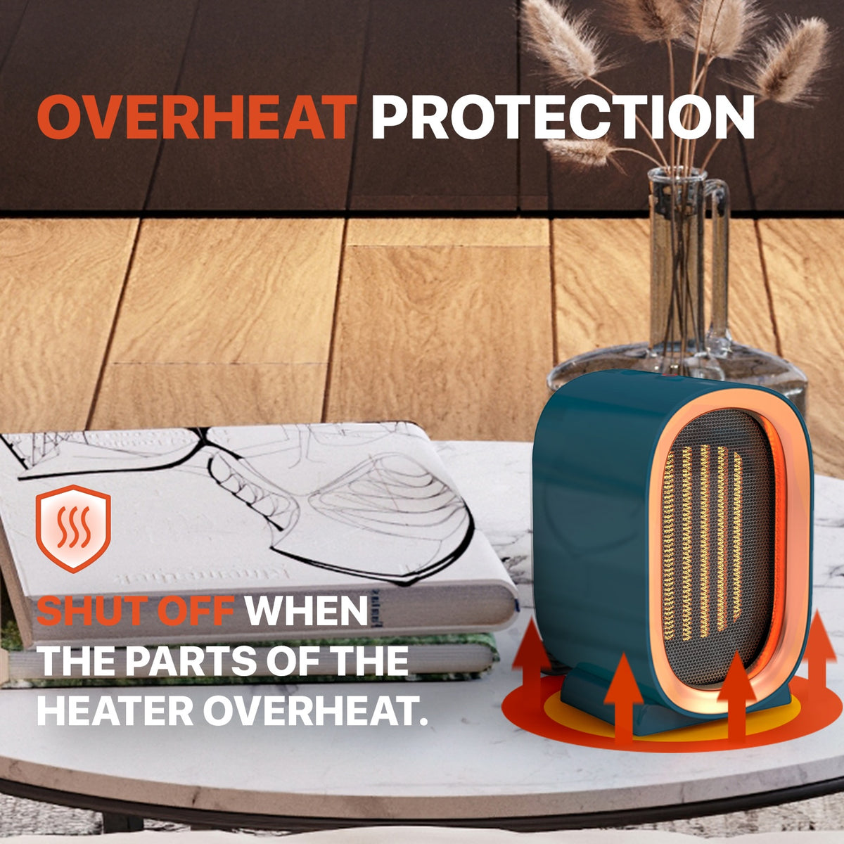 Ceramic Space Heater - Overheat & Tip-Over Protection - Flame Retardant Material