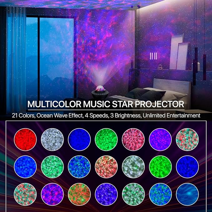 Star Galaxy Projector - 21 Color Electronic Lights